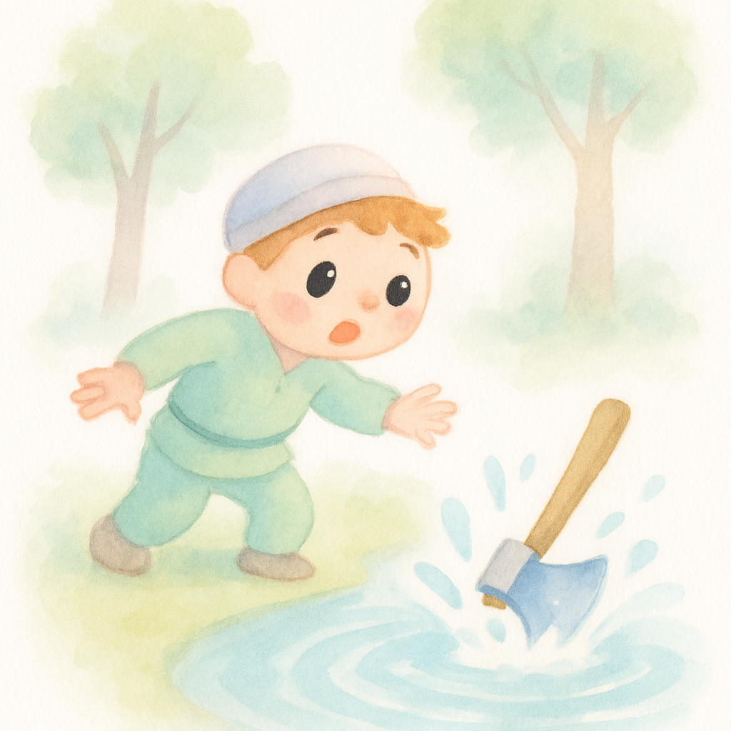 나무꾼의 도끼가 연못에 빠지는 순간